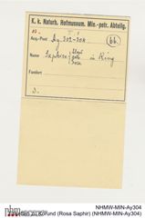 Etiketten zu Korund (Rosa Saphir) (NHMW-MIN-Ay304)